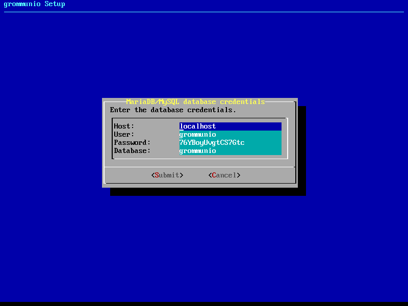 grommunio-setup: settings for database initialization