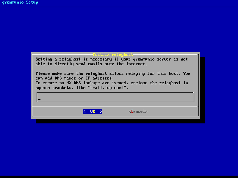 grommunio-setup: configuration of relayhost