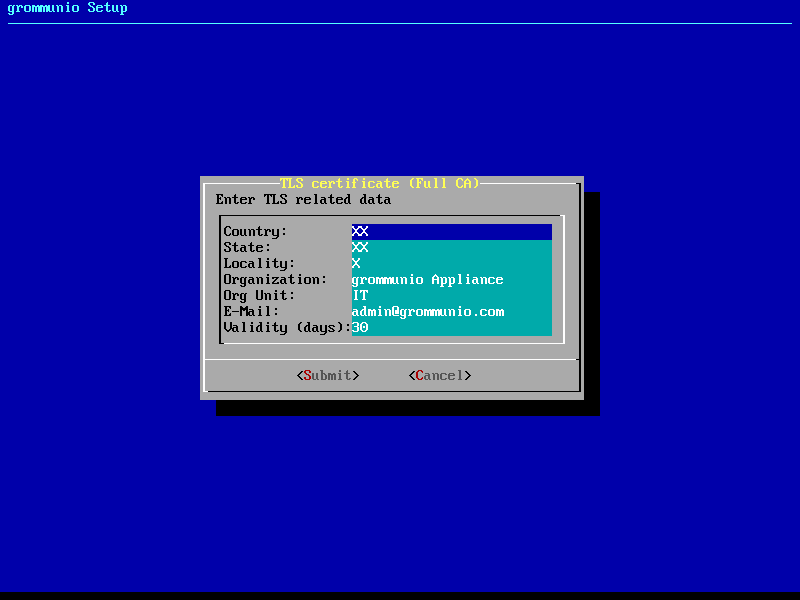 grommunio-setup: Creating own certificate authority (CA) and certificate