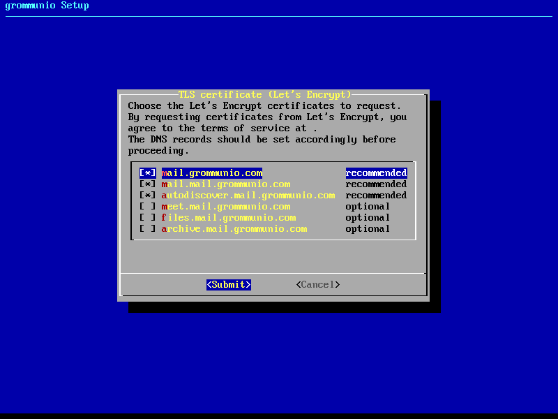 grommunio-setup: Generating Let's Encrypt certificates