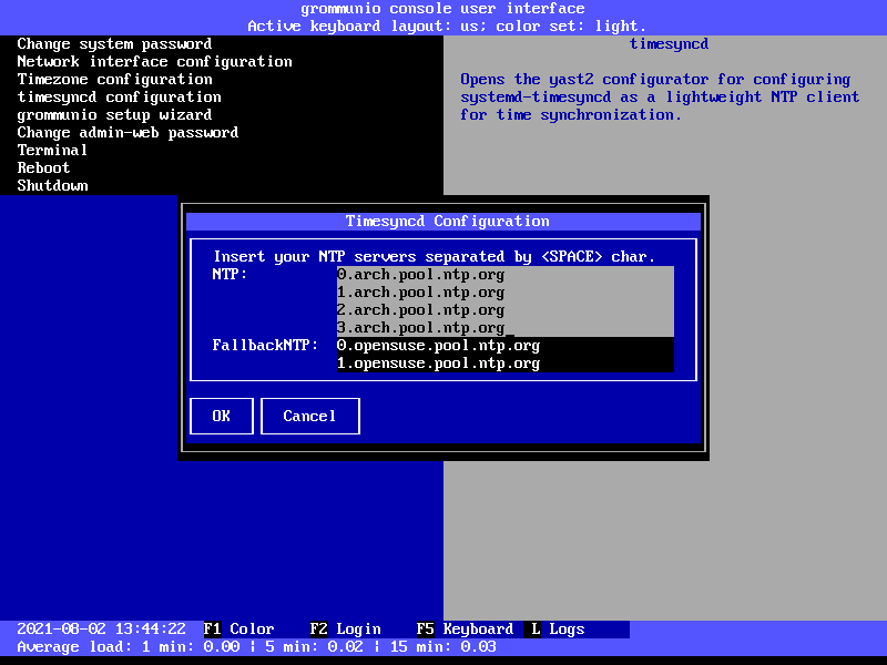 Timesync configuration