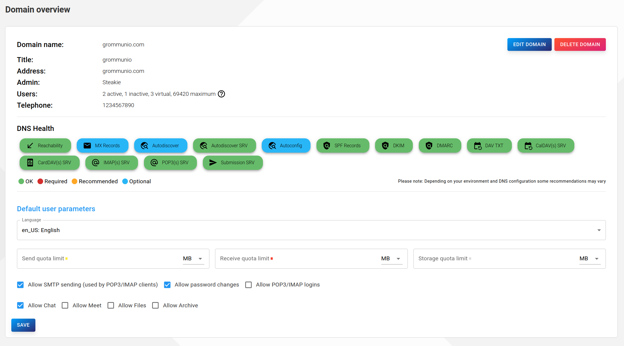 editing domain defaults