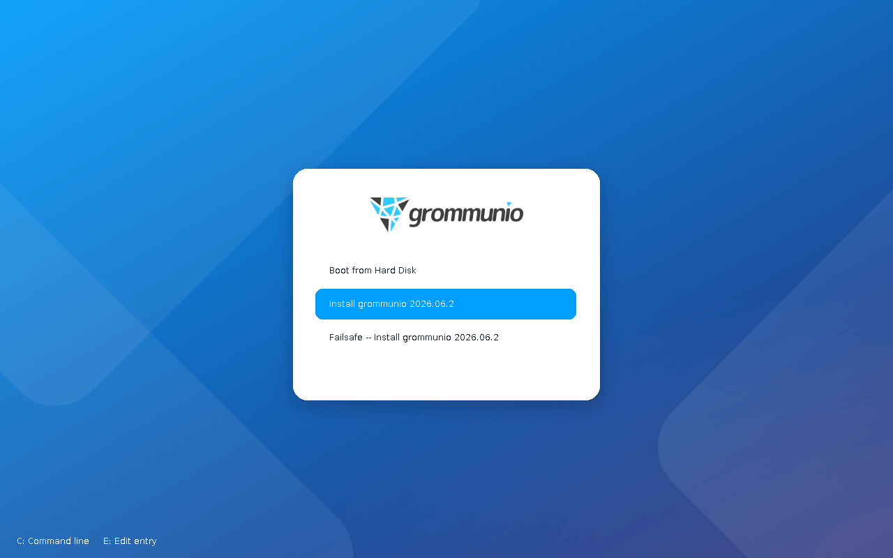 grommunio Appliance installer boot screen