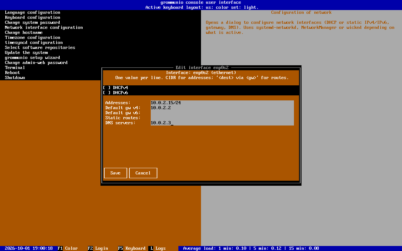 Editing a network interface