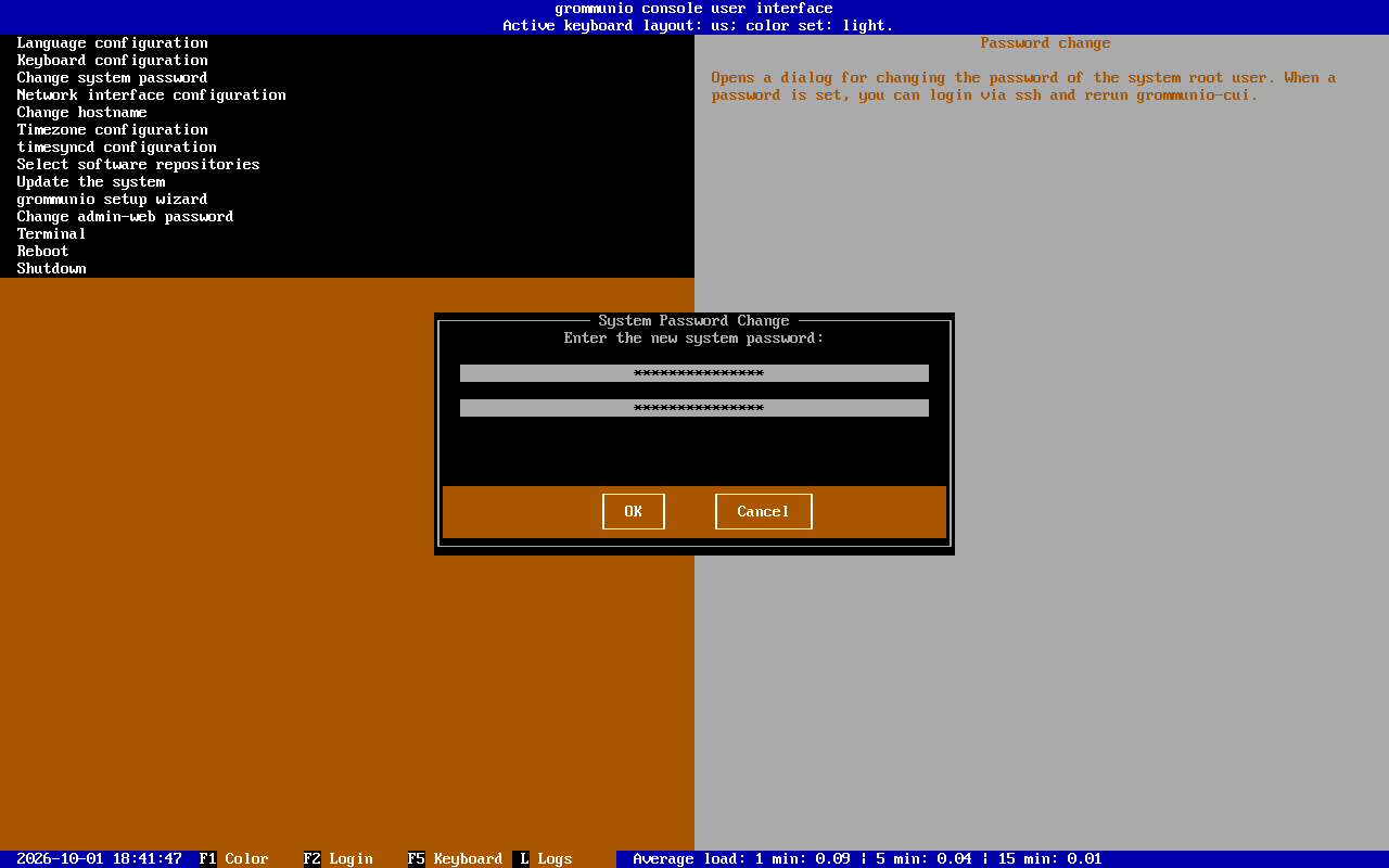 Changing the root password