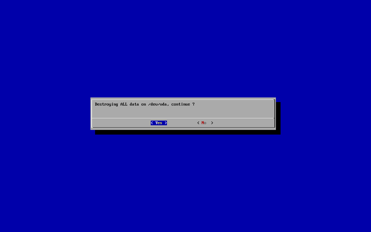 Installer confirmation before overwriting the target disk