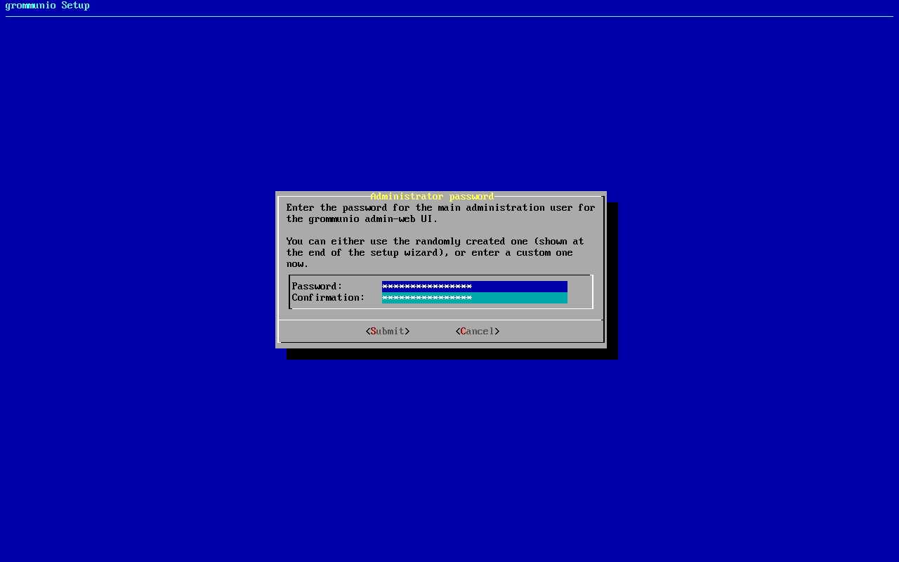 grommunio-setup: setting of the admin password