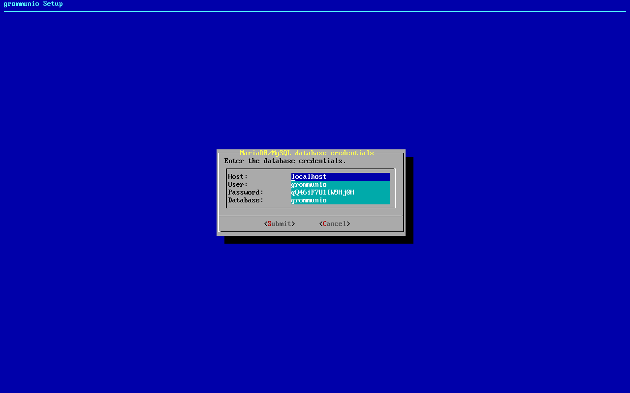 grommunio-setup: settings for database initialization