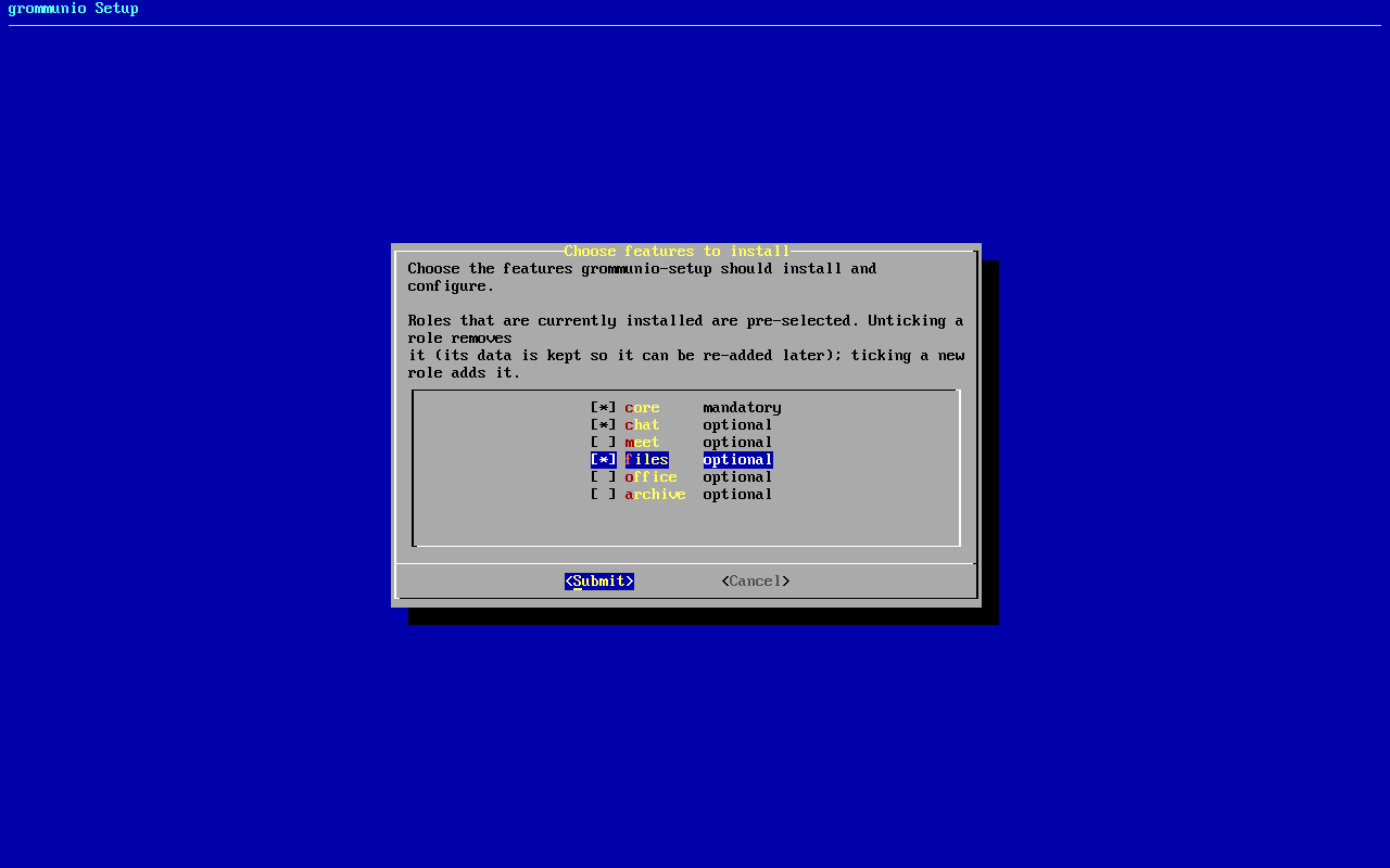 grommunio-setup: feature selection