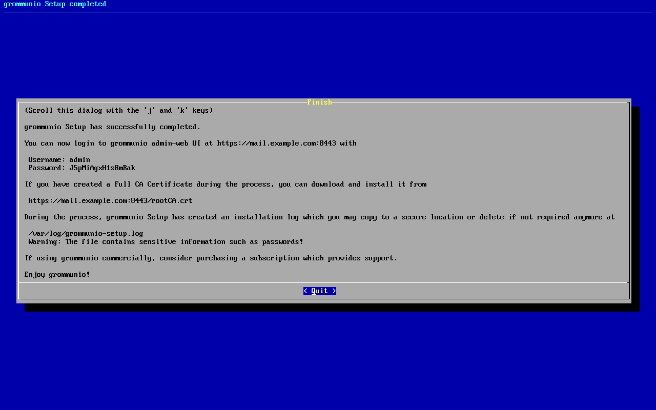 grommunio-setup: Setup finalization
