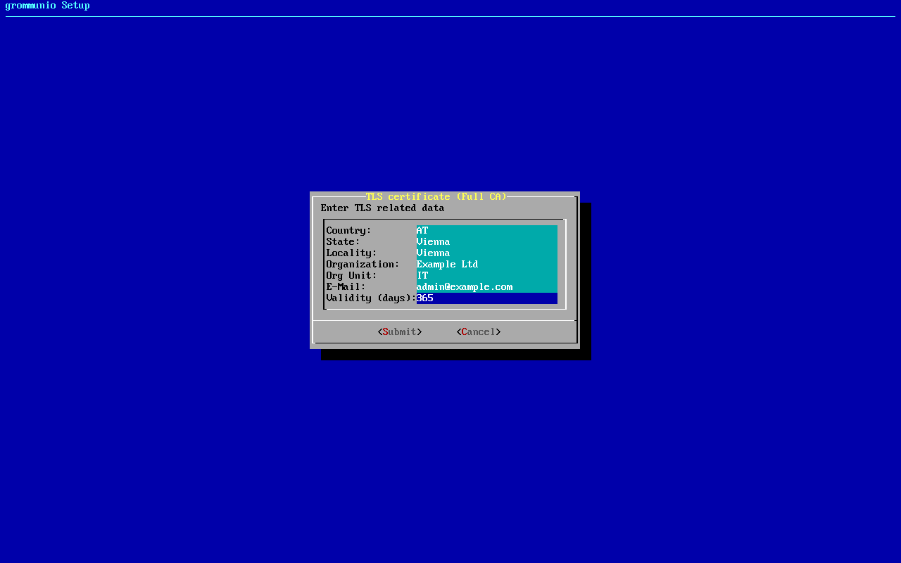 grommunio-setup: Creating own certificate authority (CA) and certificate