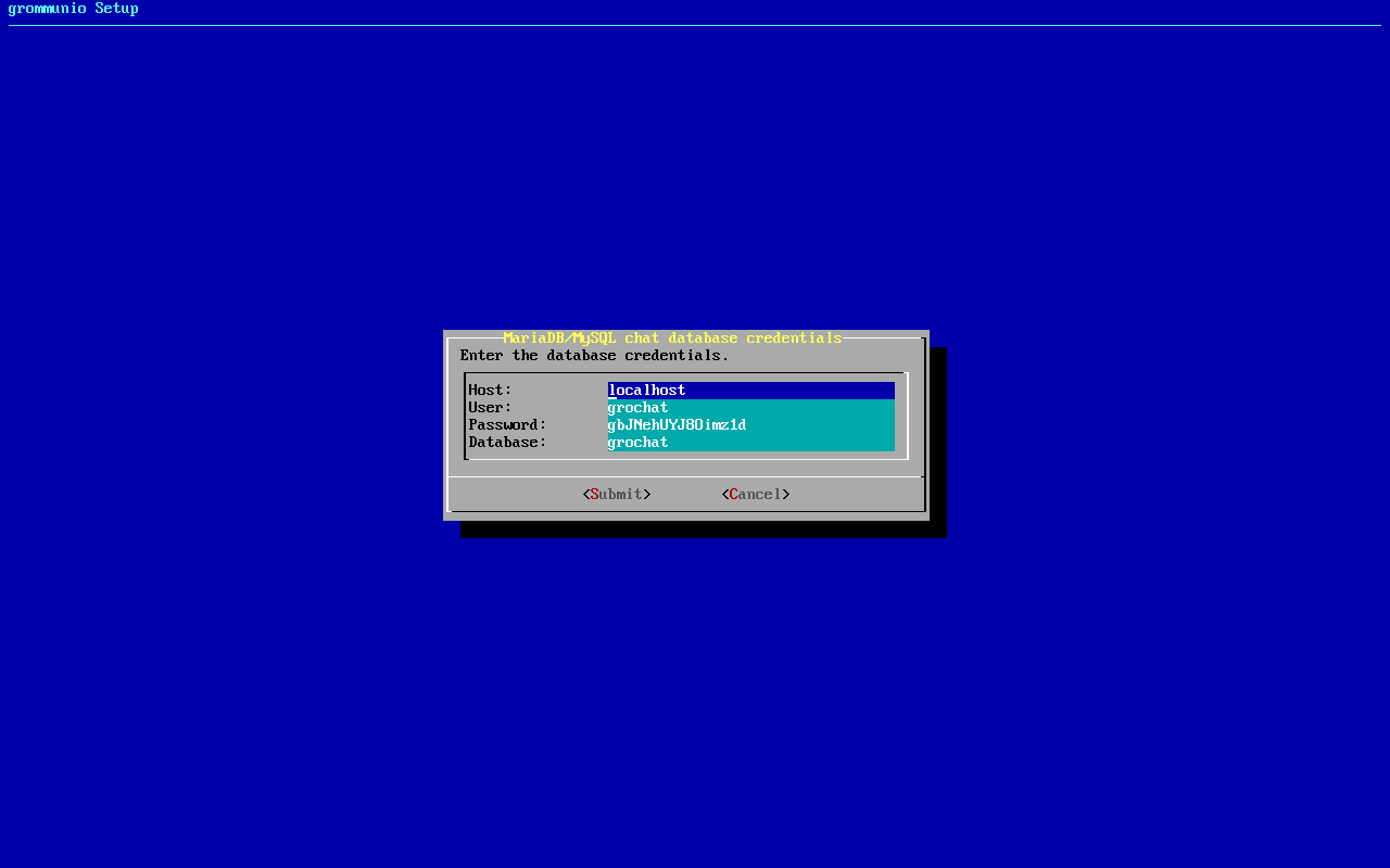 grommunio-setup: database credentials of an optional role