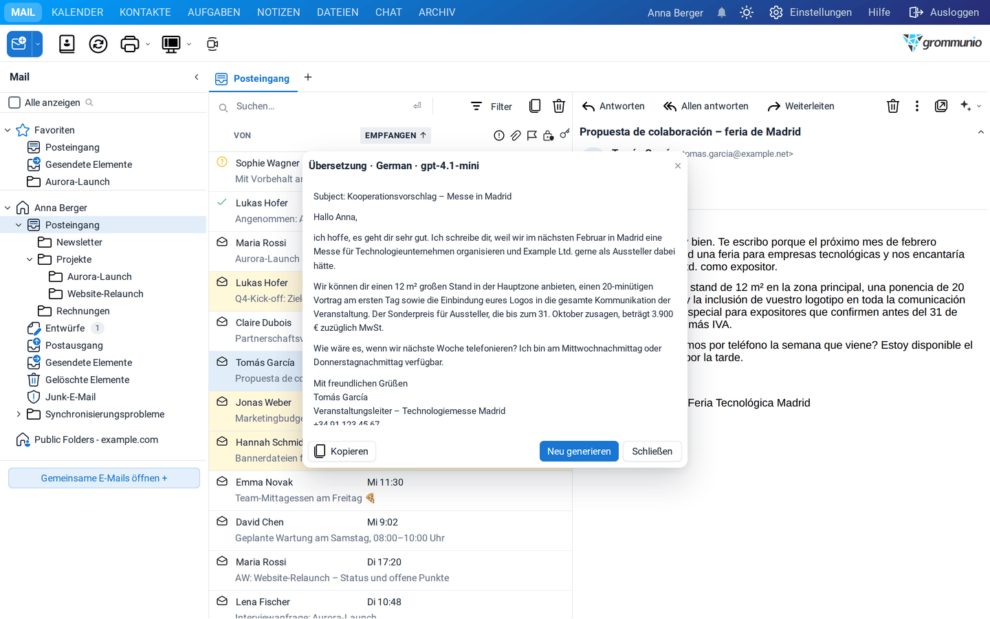 Die spanische E-Mail von Tomás García ins Deutsche übersetzt