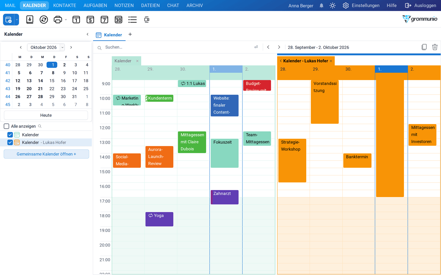 Der eigene Kalender und der Kalender von Lukas Hofer nebeneinander