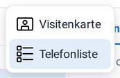 Das Menü Ansicht umschalten mit Visitenkarte und Telefonliste