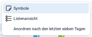Das Menü Ansicht umschalten der Notizen