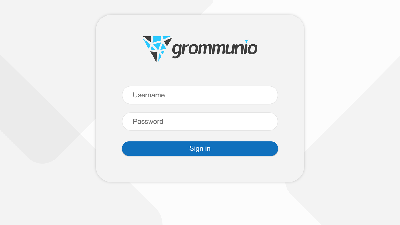 grommunio Web login page with username and password fields and the Sign in button