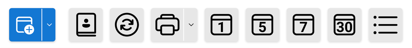 The Calendar Shortcut Bar with buttons for creating items and switching between calendar views.