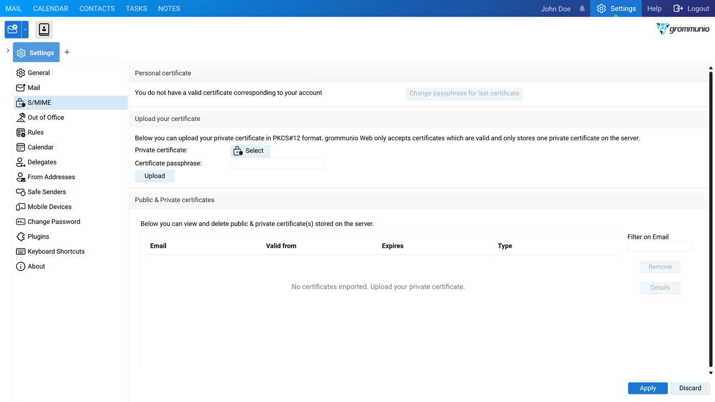 Out of Office settings with status options and the automatic reply message editor