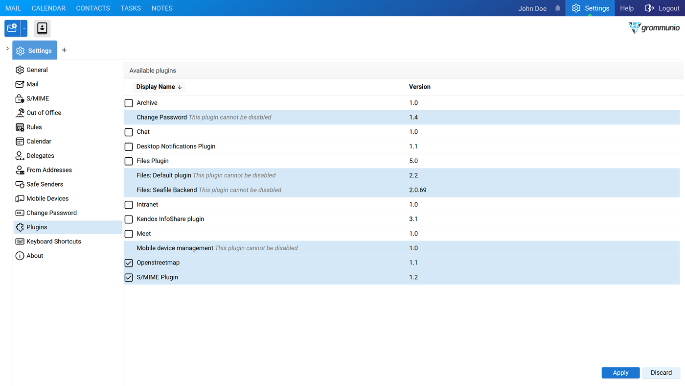Keyboard Shortcuts panel with availability options and a list of shortcuts for creating items and calendar navigation
