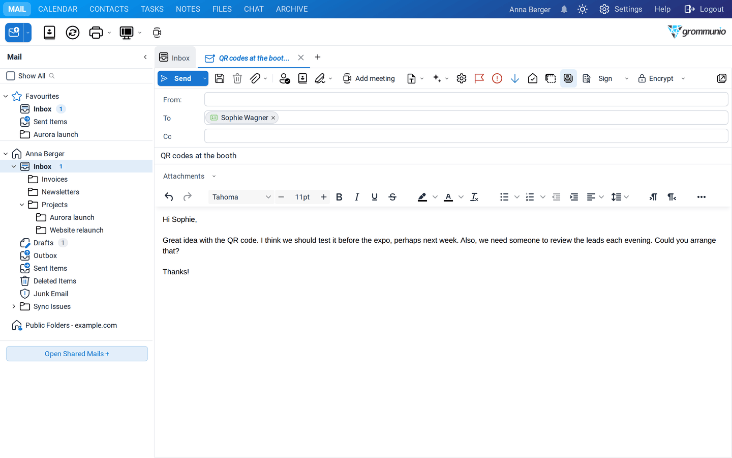 The mail after Replace draft with the improved text