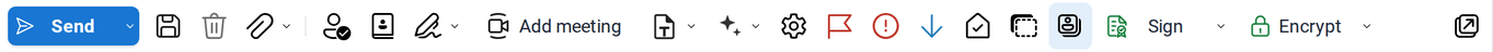 The compose toolbar with the Sign and Encrypt buttons on the right