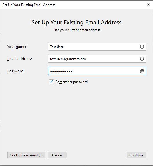 Thunderbird: Set Up your existing Email Address