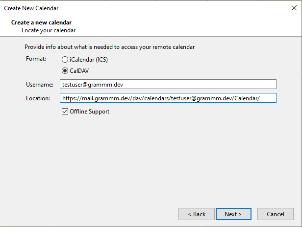 Thunderbird: Setup remote calendar information