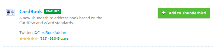Thunderbird: Installation of CardBook plugin