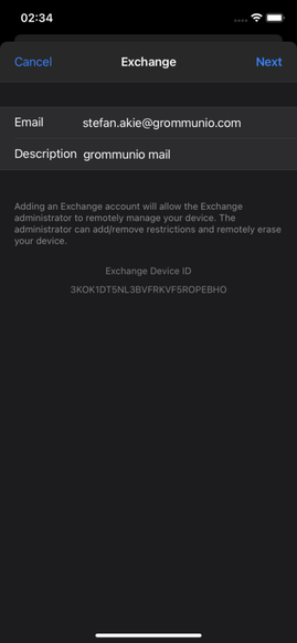 iOS: Enter account information