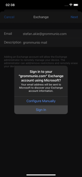 iOS: Sign in via Microsoft
