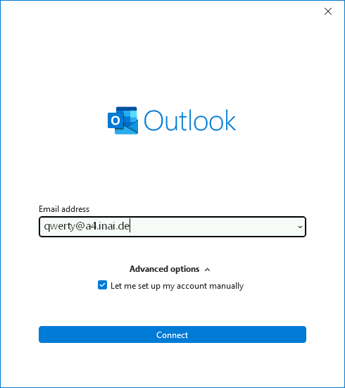 Outlook: Account email address
