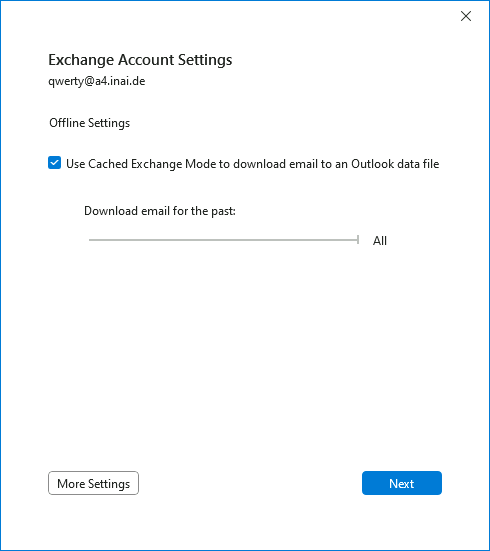 Outlook: Settings for offline mode